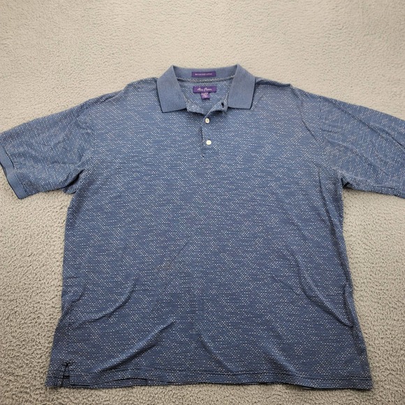 Alan Flusser Shirt Mens XL Blue Short Sleeve Casual Classic Preppy Polo - Picture 1 of 11